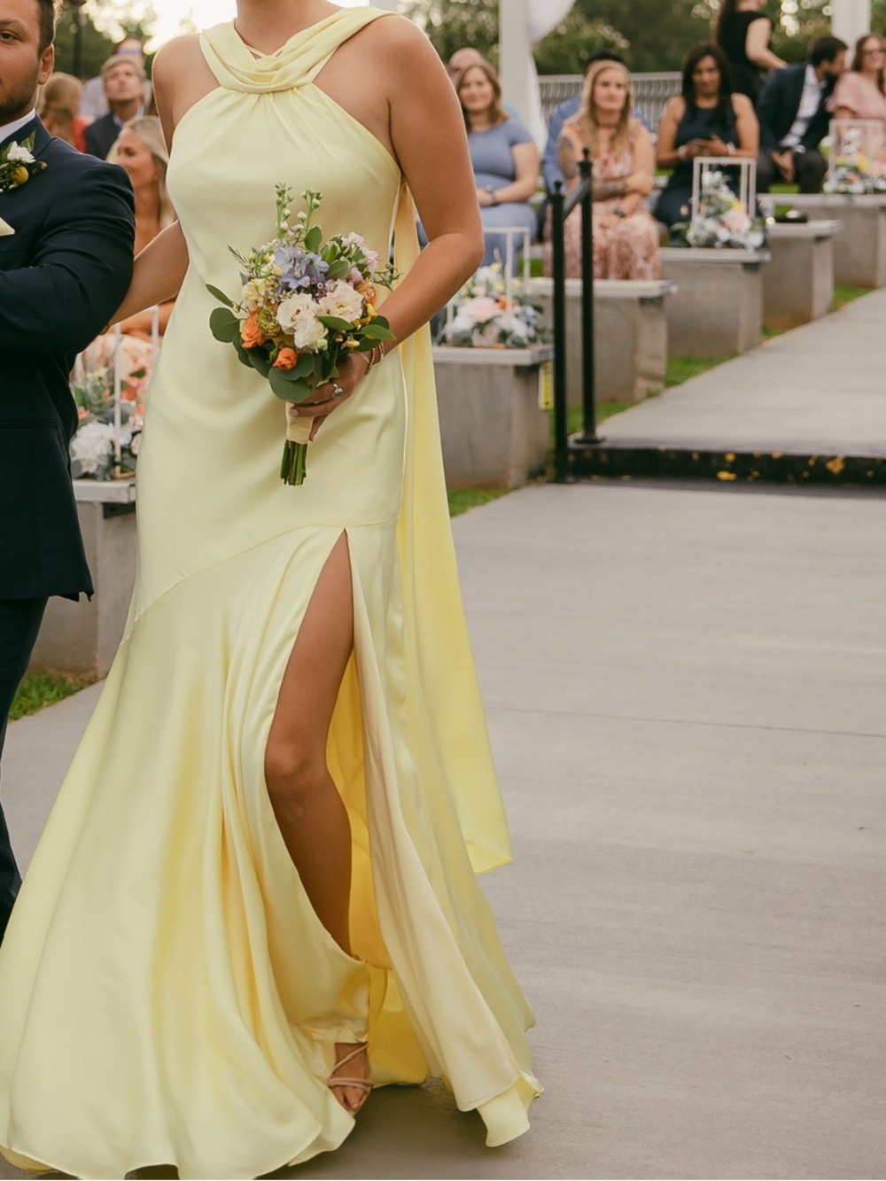 Birdy Grey Pale Yellow Maxi Slip Dress